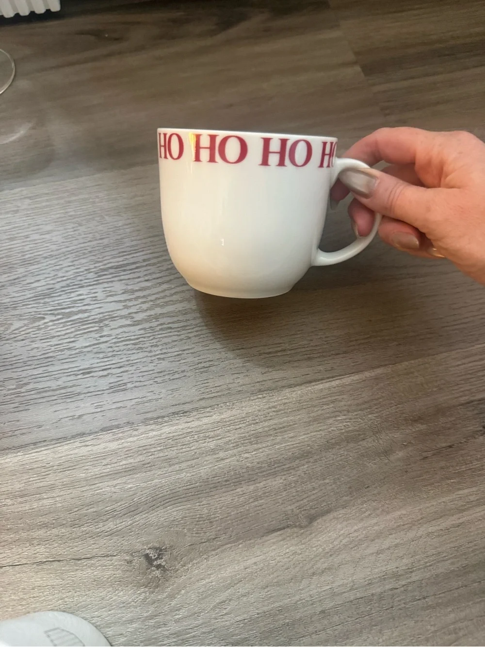 Crate & Barrel HO HO HO Christmas Mug Red White Holiday Coffee Cup 12 oz